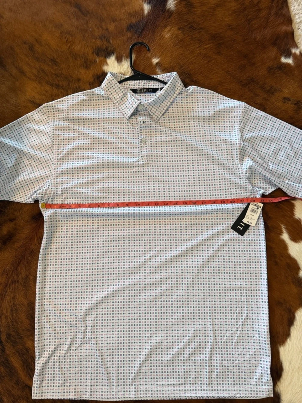 split White Polo with Blue & Red Micro Pattern - Picture 4 of 8